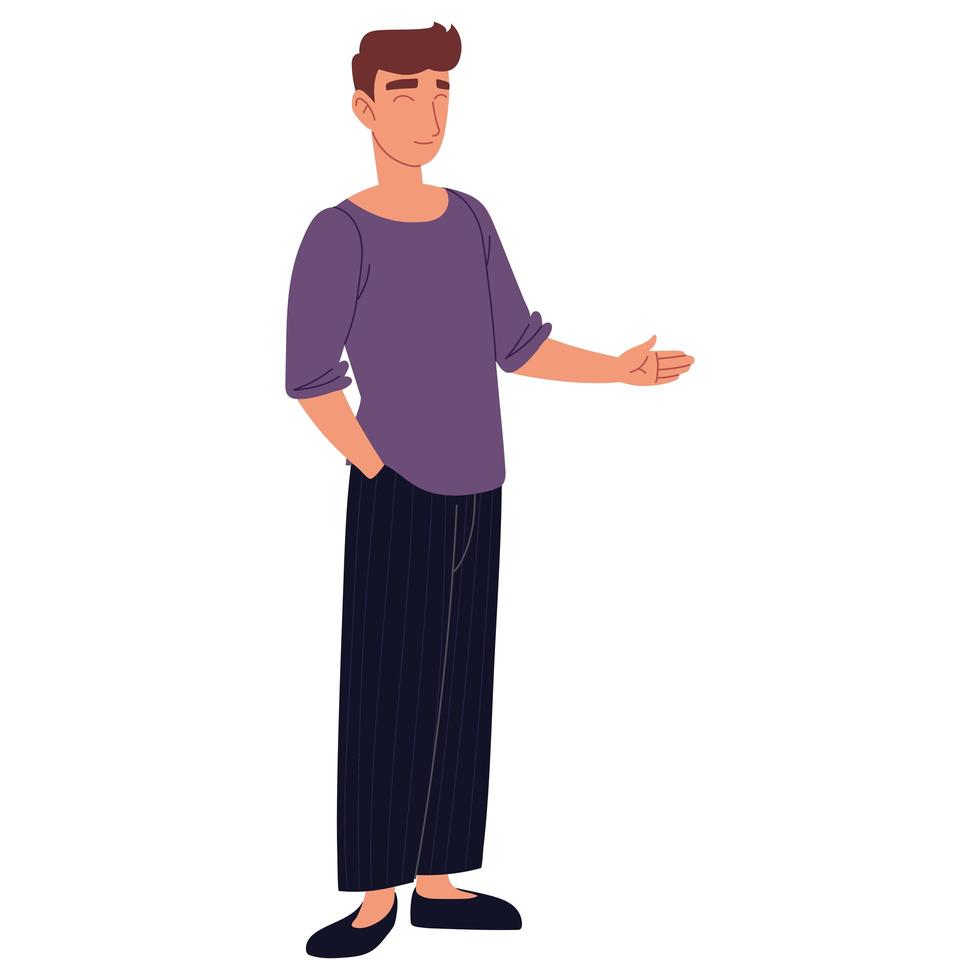 young man in casual clothes on white background vector