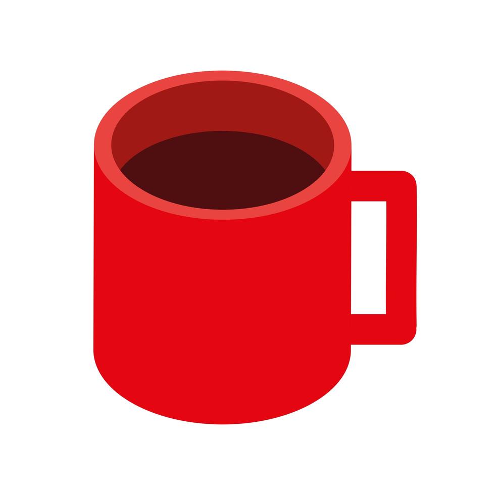 icono de bebida de taza de café rojo estilo isométrico vector