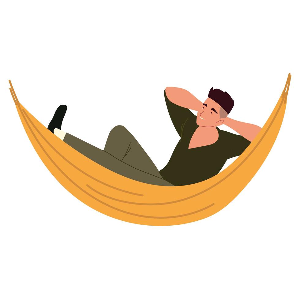 male resting in hammock, procrastinating isolated design vector