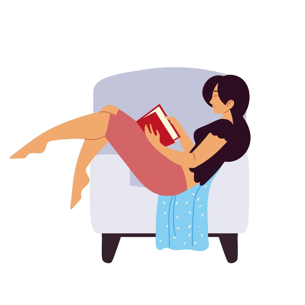 woman reading book vector