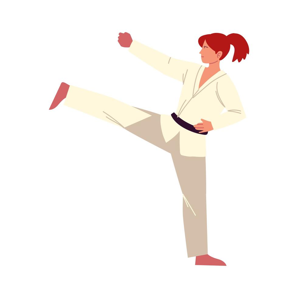 karate woman fighter vector