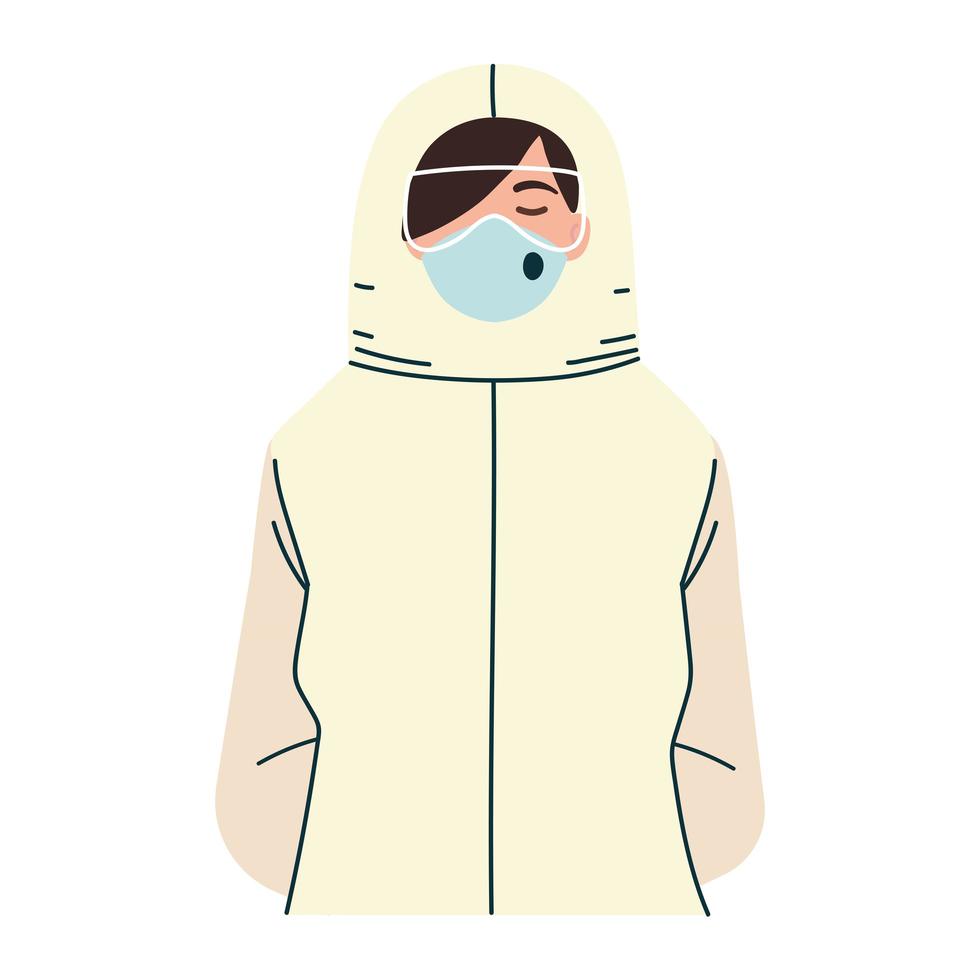 thank you, physician professional with protective suit and mask vector