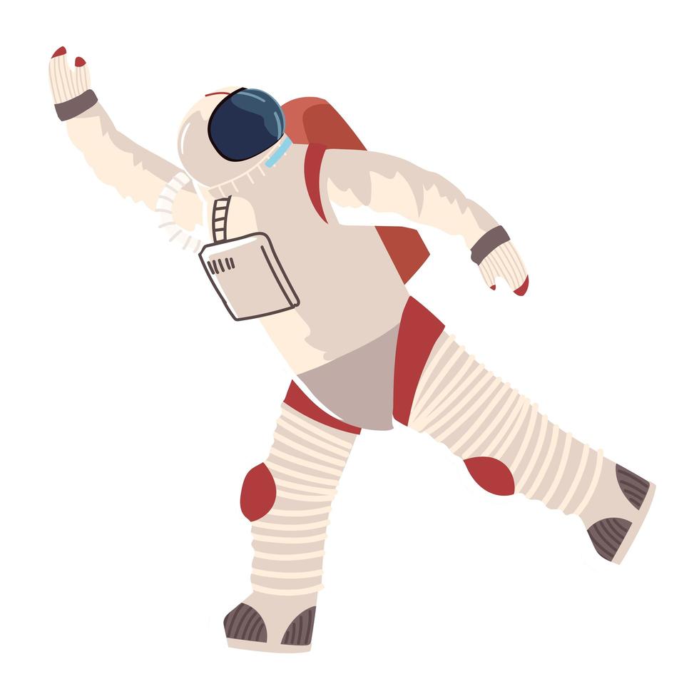 spaceman in spacesuit and helmet uniform detailed vector icon