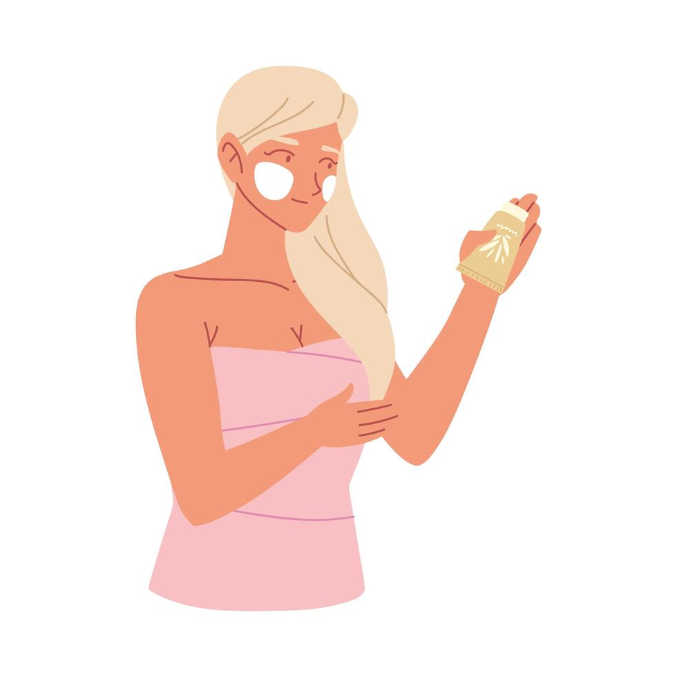 girl in towel and mask for facial skin care vector