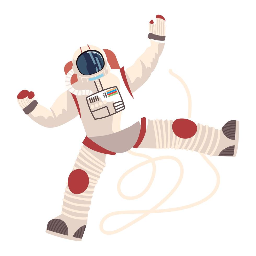 astronauta, personaje, caricatura, exploración, espacio, detallado, vector, icono vector