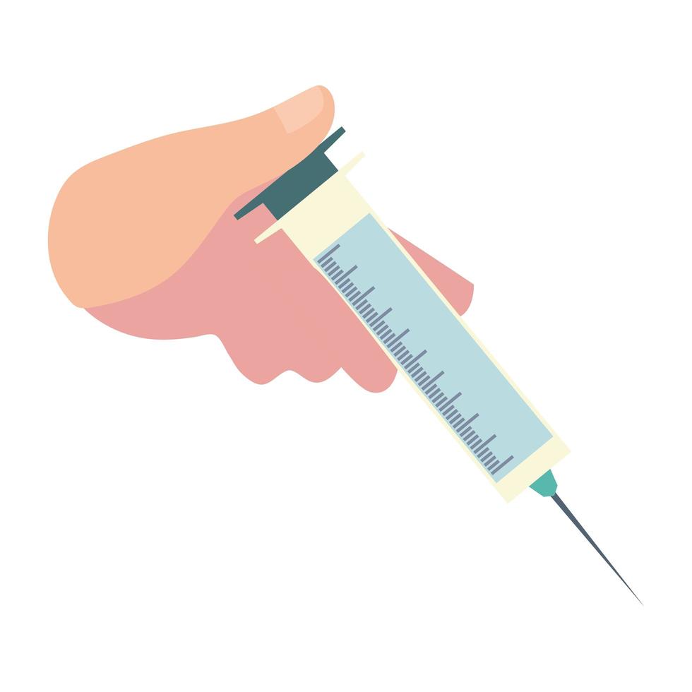 hand apply injection with syringe medical vaccine vector
