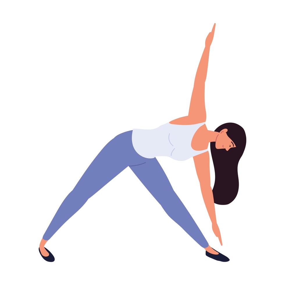 mujer practicando yoga vector