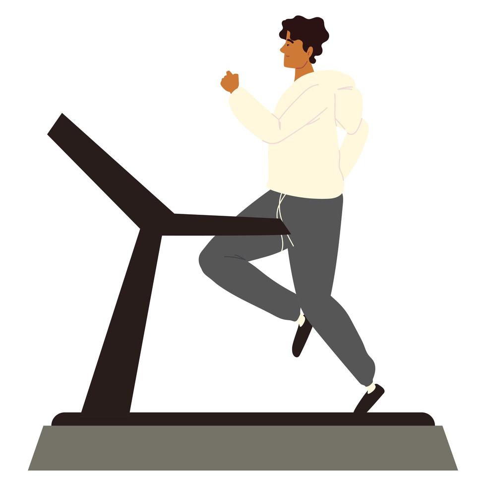 man runs on treadmill vector