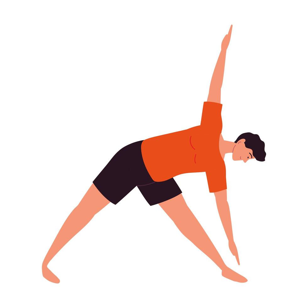man practicing yoga vector
