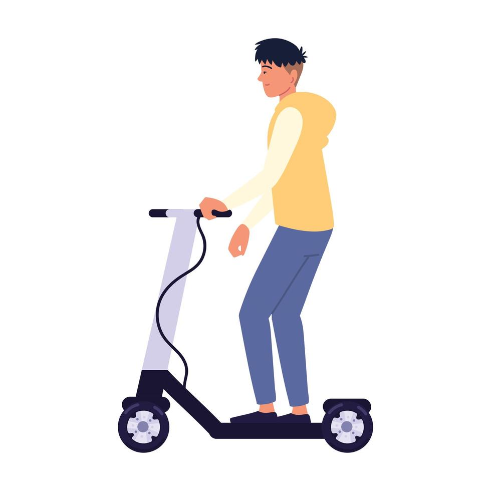 man riding electric kick scooter vector