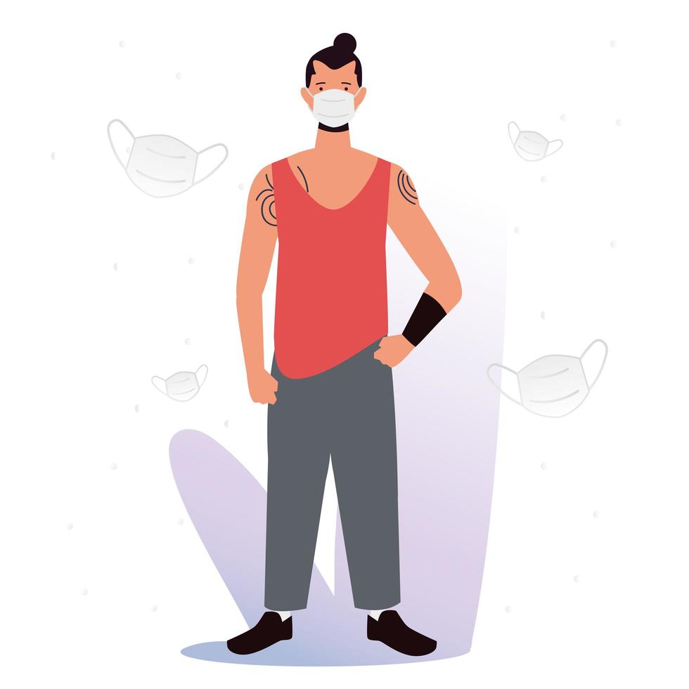 man wearing protective surgical mask avoid covid 19 vector