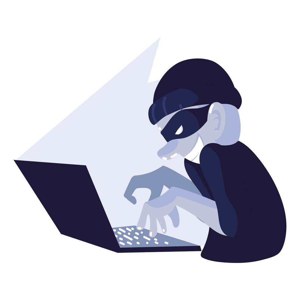 hacker usando laptop vector
