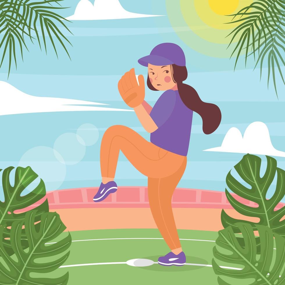 Summer Softball Girl Background vector