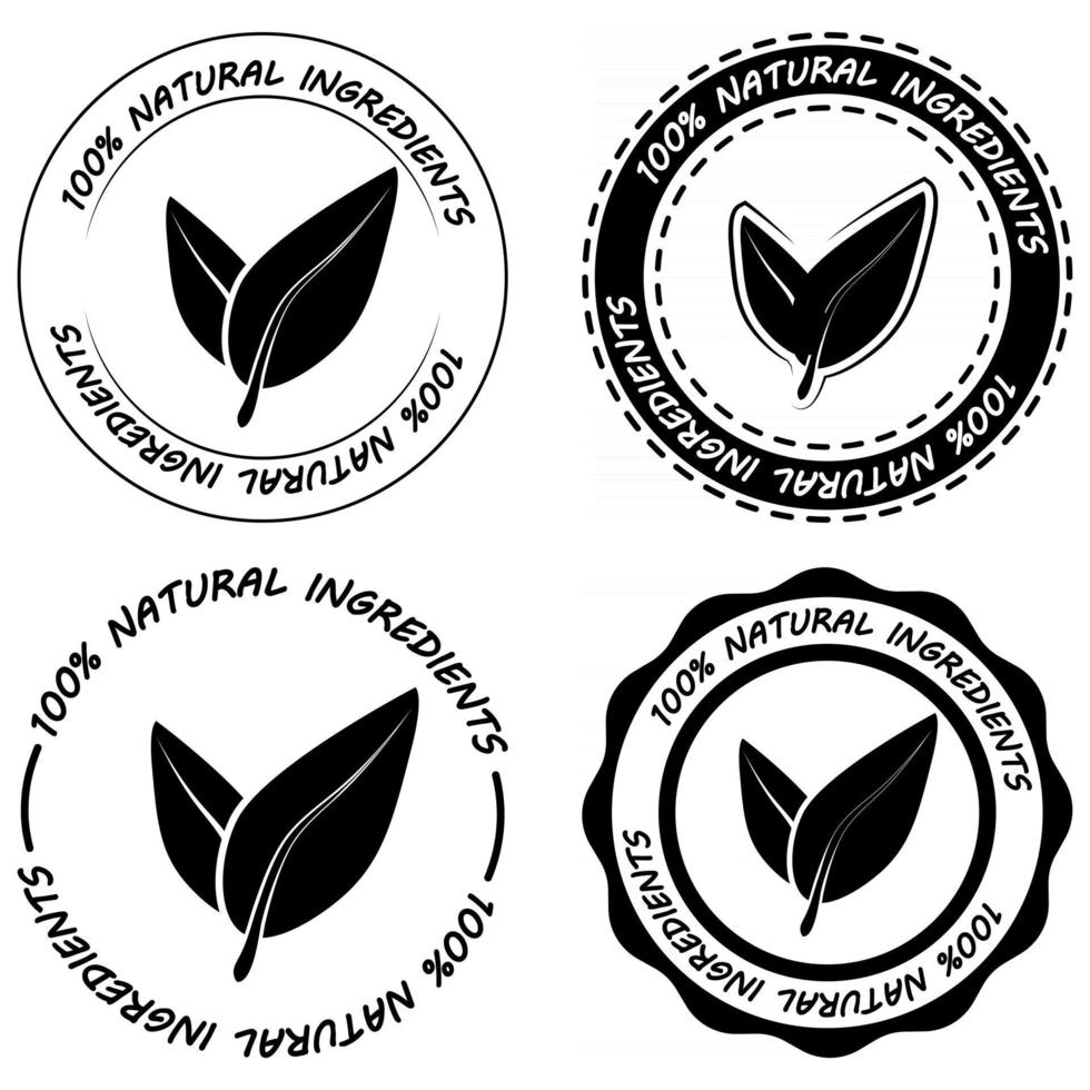 Natural ingredients Set of organic black food labels vector