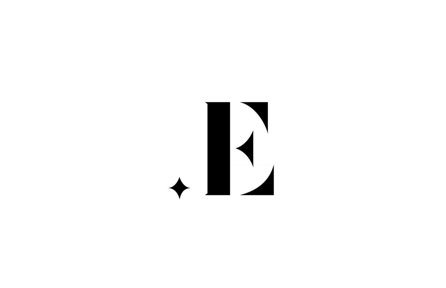 Logo de letra del alfabeto e blanco y negro para negocios con estrella. letras creativas para empresa. icono de diseño de marca de identidad corporativa vector