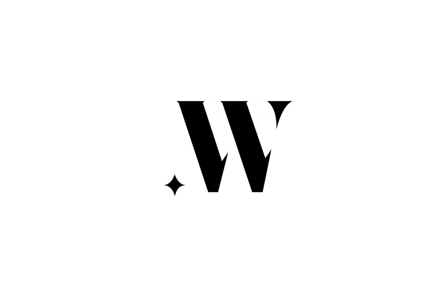 black and white W alphabet letter logo for business with star. Creative lettering for company. Corporate identity branding design icon vector