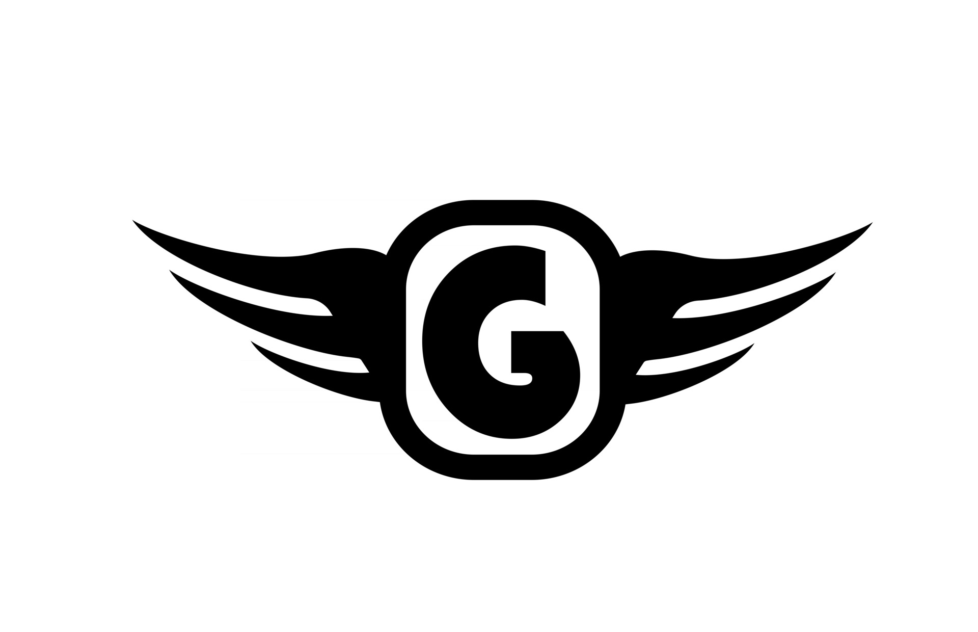 G alphabet letter logo for business and company with wings and black ...