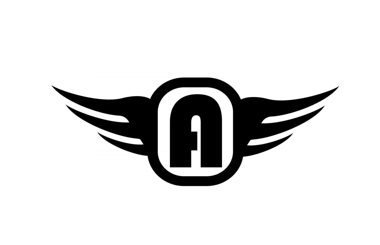 un logotipo de letra del alfabeto para negocios y empresa con alas y color blanco y negro. icono de rotulación y marca corporativa con diseño simple vector