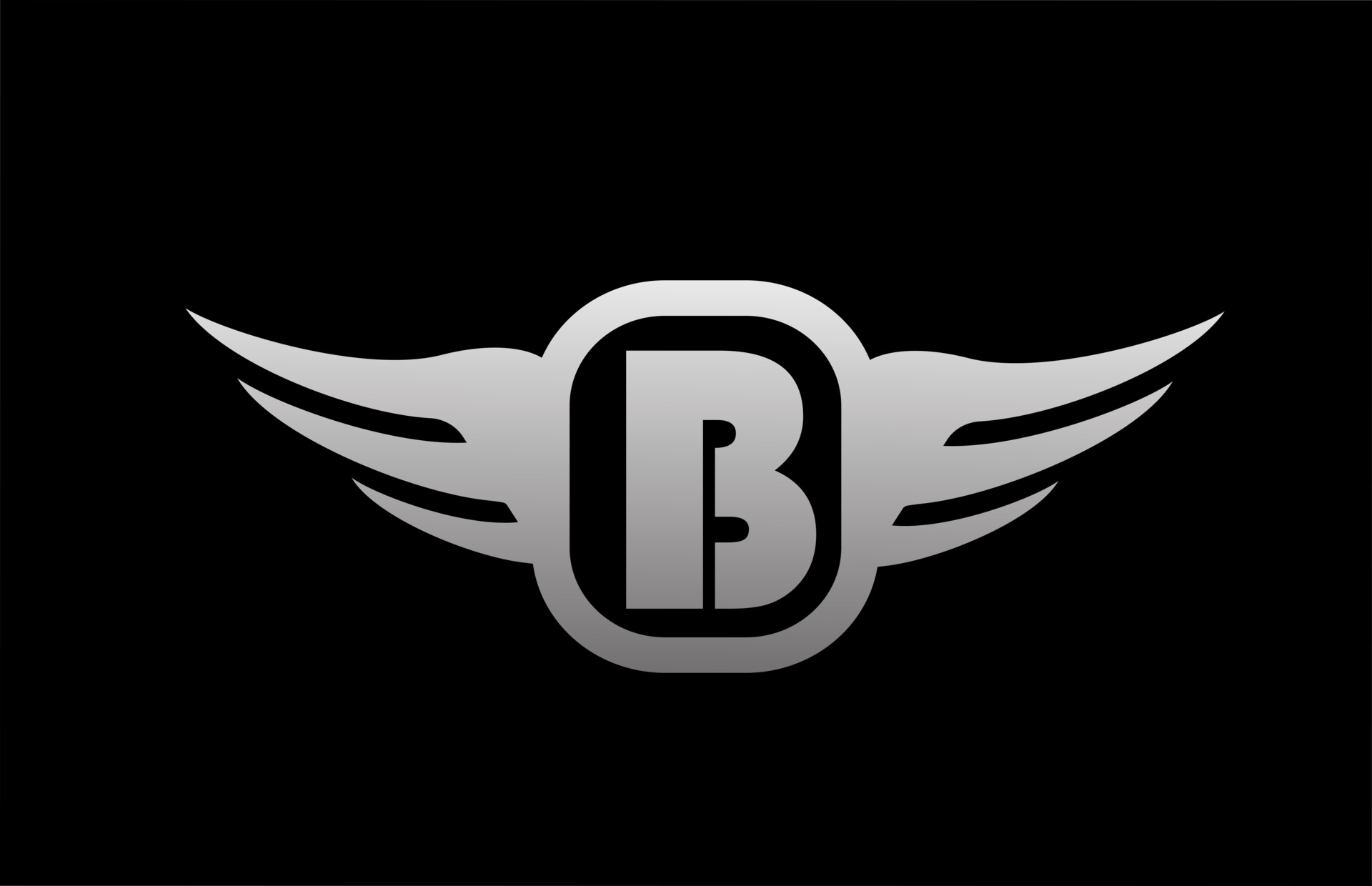 B alphabet letter logo for business and company with wings and black