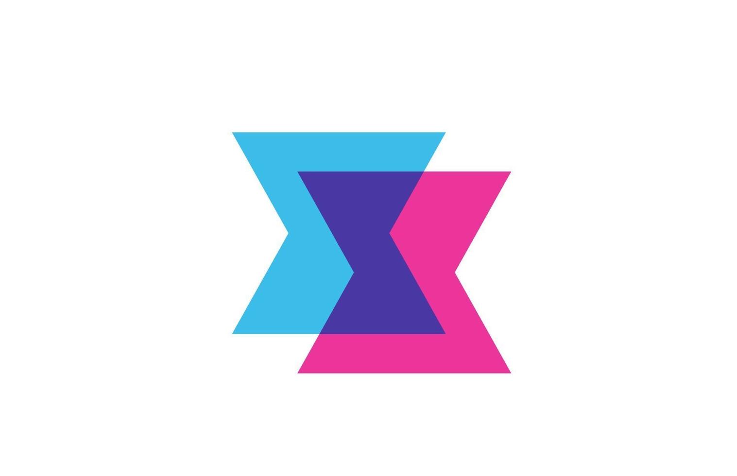 intersected X letter logo icon for company. Blue and pink alphabet design for corporate and business vector