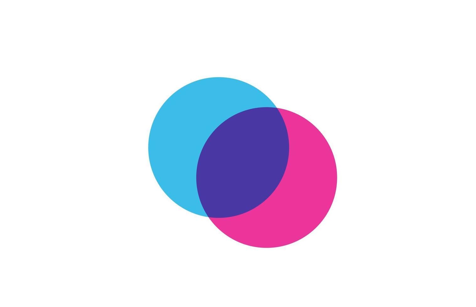 intersected O letter logo icon for company. Blue and pink alphabet design for corporate and business vector