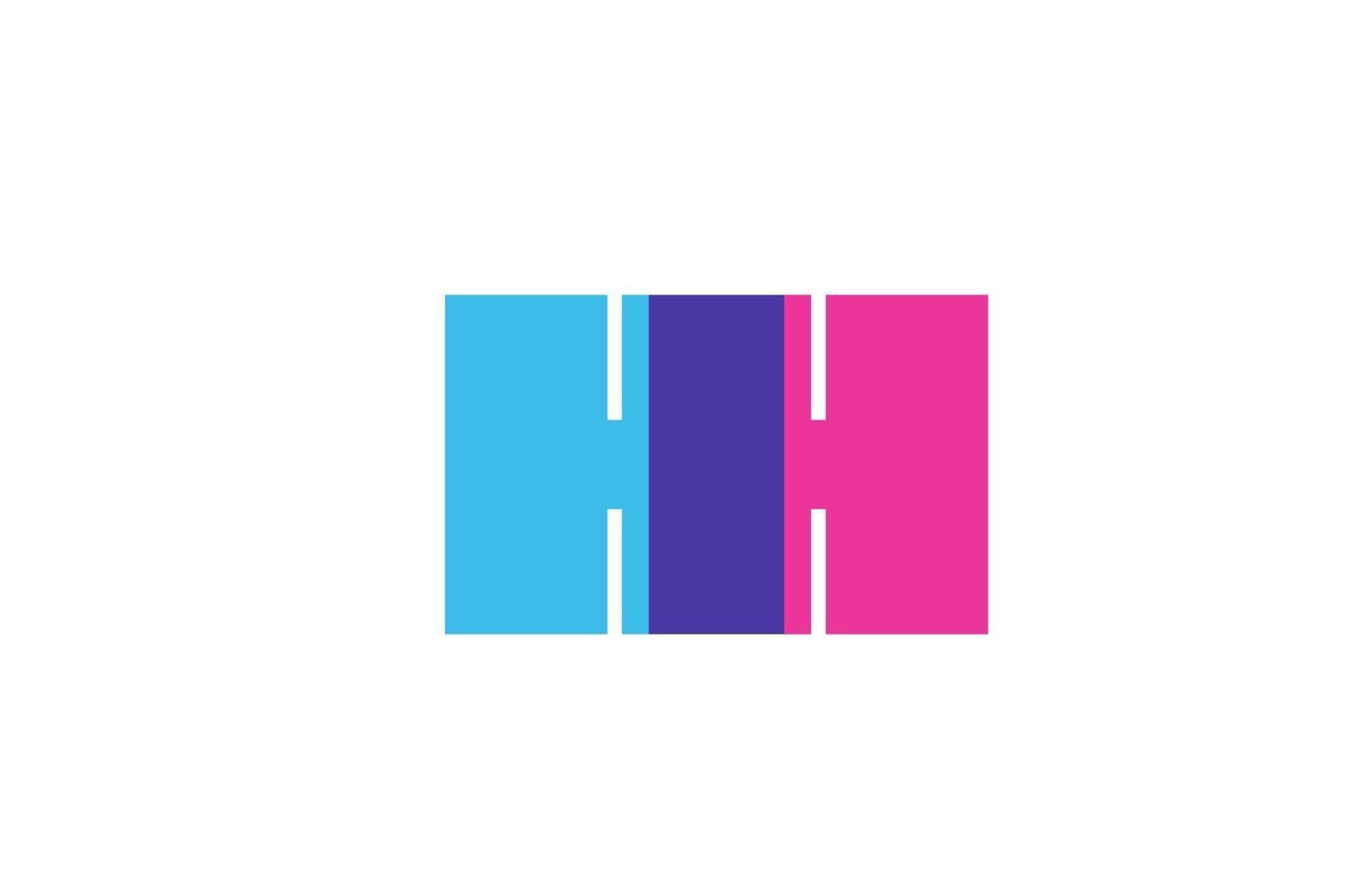 intersected H letter logo icon for company. Blue and pink alphabet design for corporate and business vector