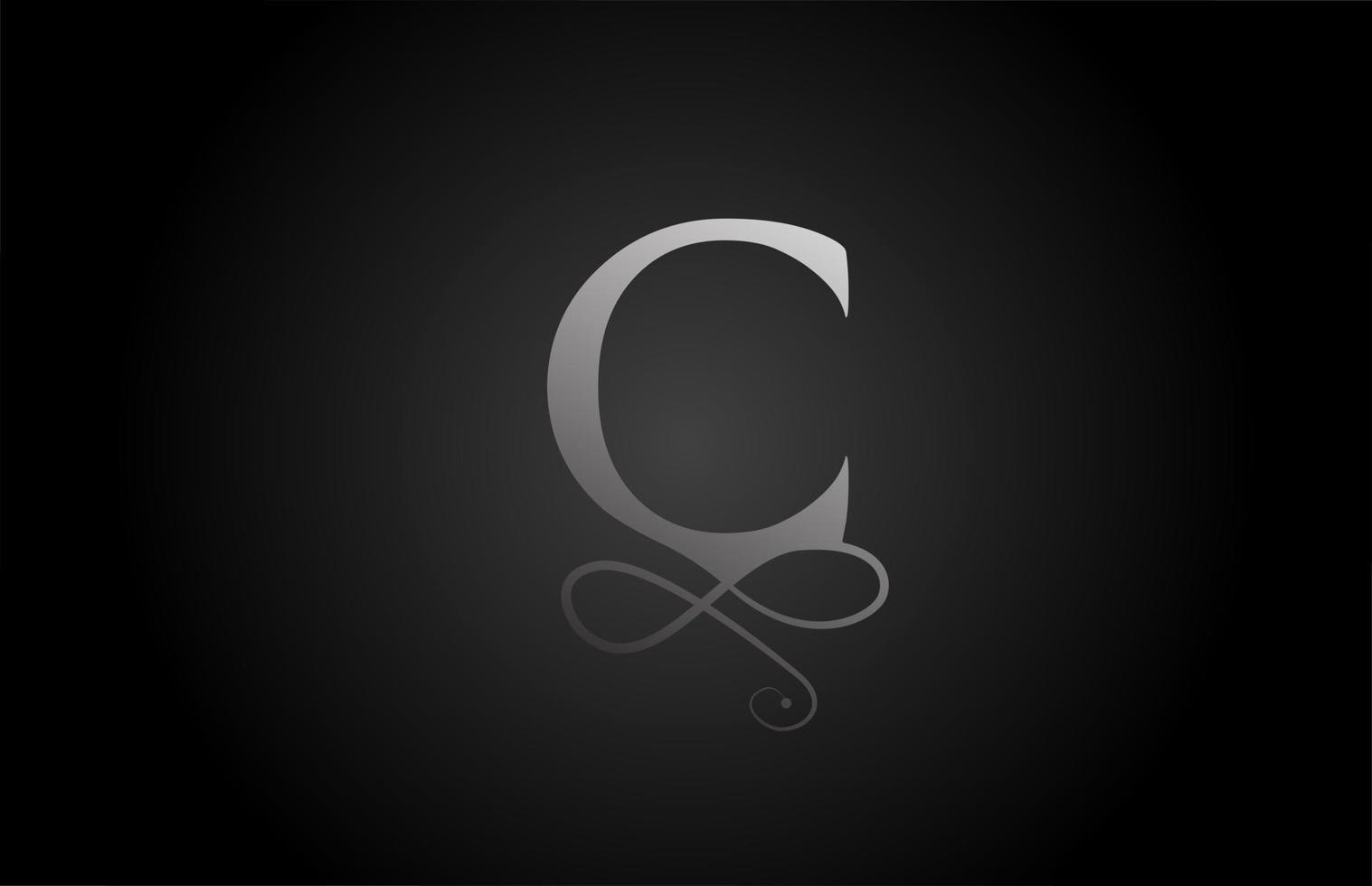 C black and white elegant monogram ornament alphabet letter logo icon for luxury. Business and corporate brading design for business products vector