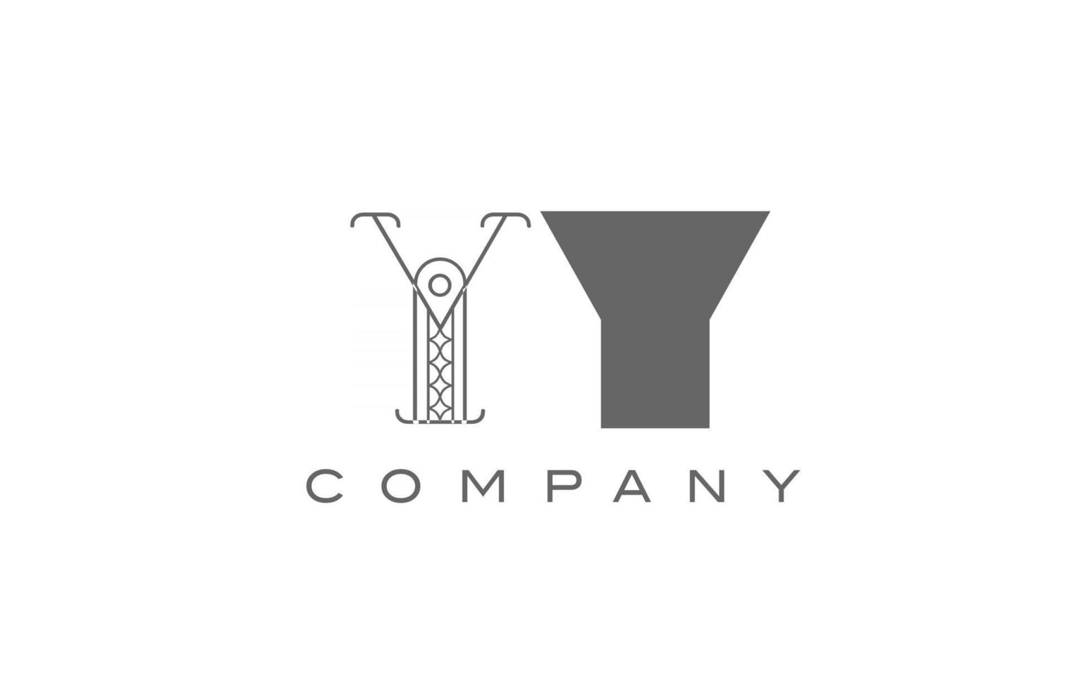 Y YY grey white alphabet logo icon for company with geometric style. Creative letter combination design for business and corporate vector