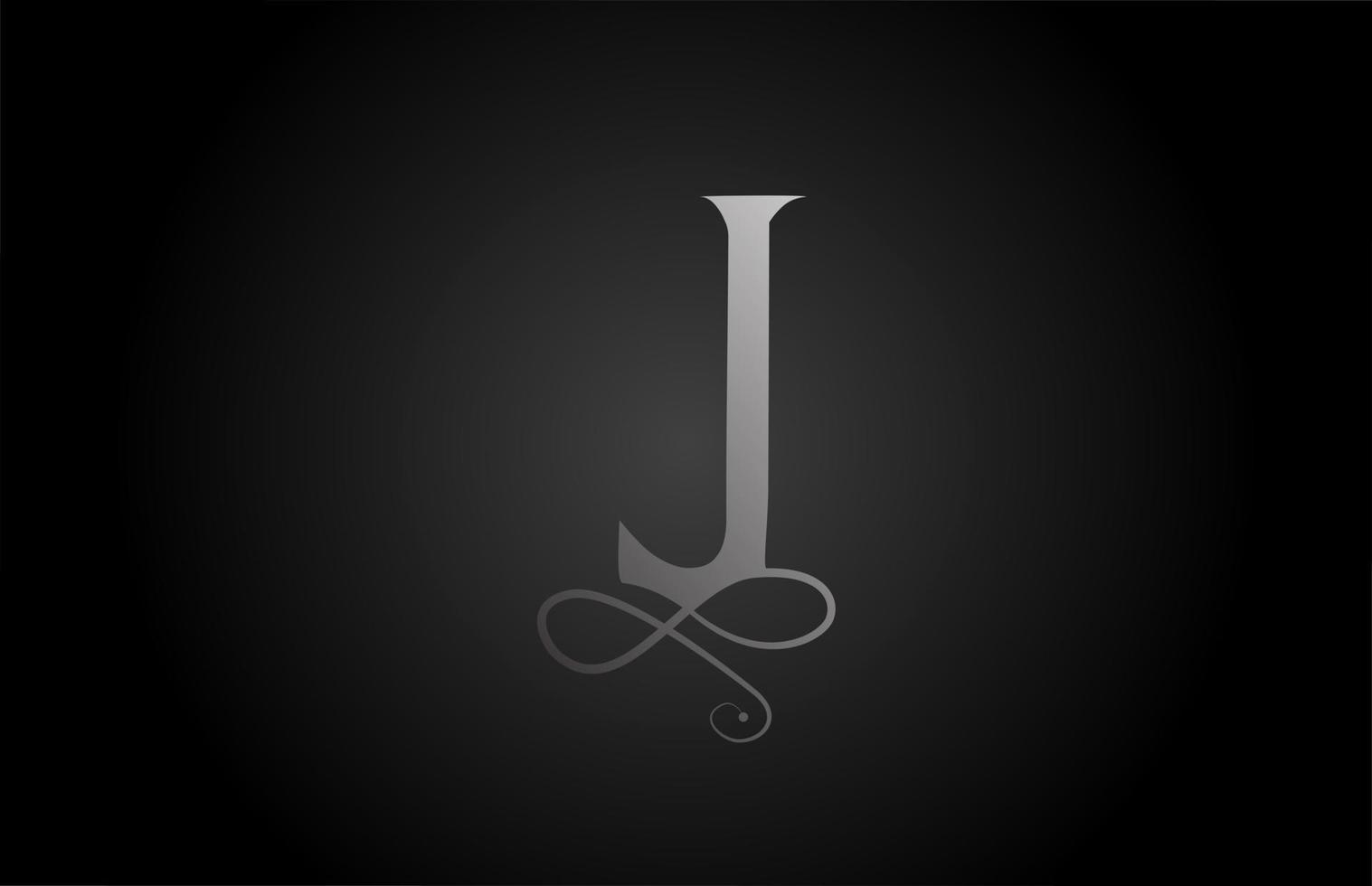 J blanco y negro elegante monograma ornamento alfabeto letra logo icono de lujo. Diseño de marca empresarial y corporativa para productos empresariales. vector