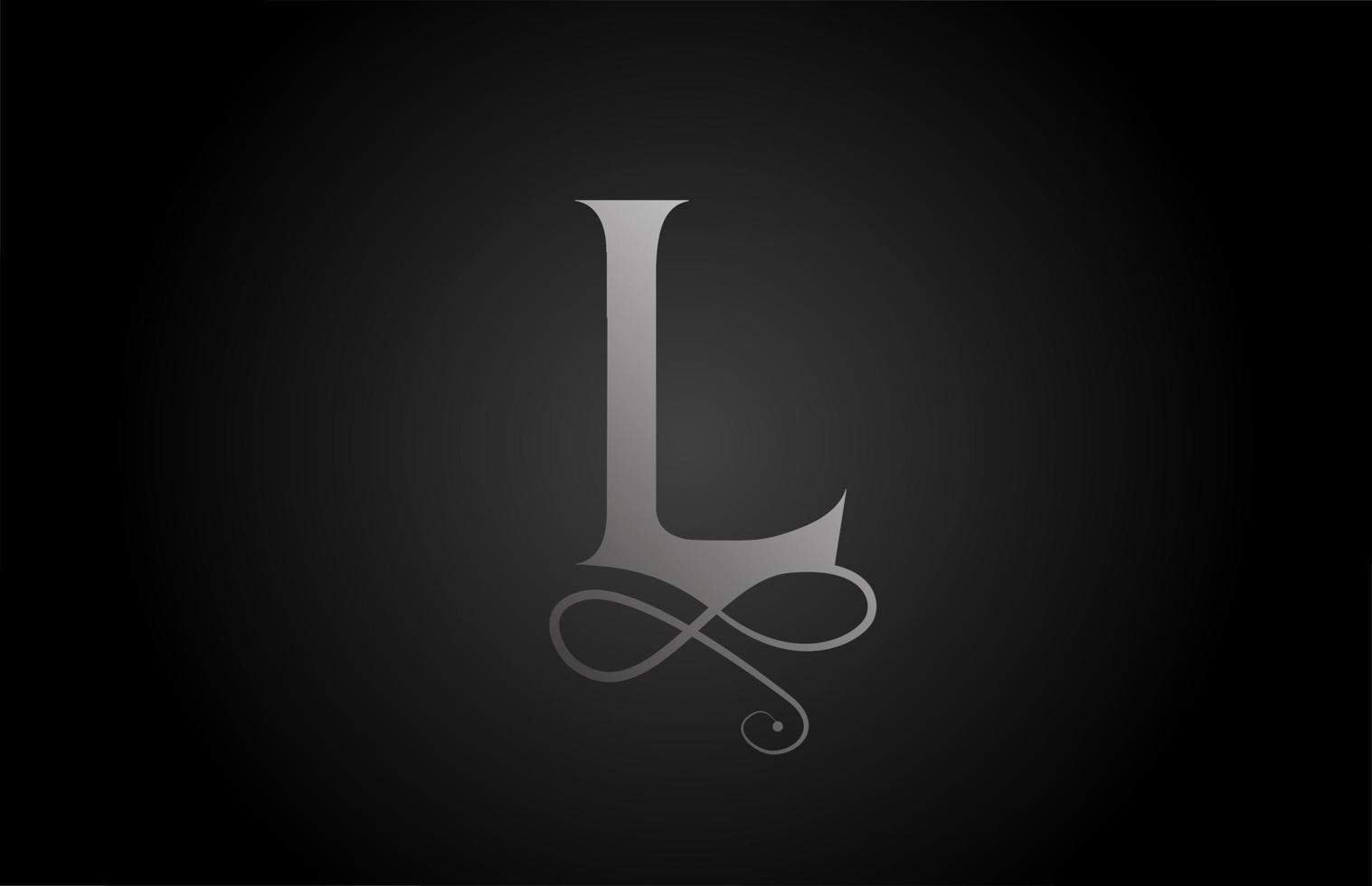 L blanco y negro elegante monograma ornamento alfabeto letra logo icono de lujo. Diseño de marca empresarial y corporativa para productos empresariales. vector