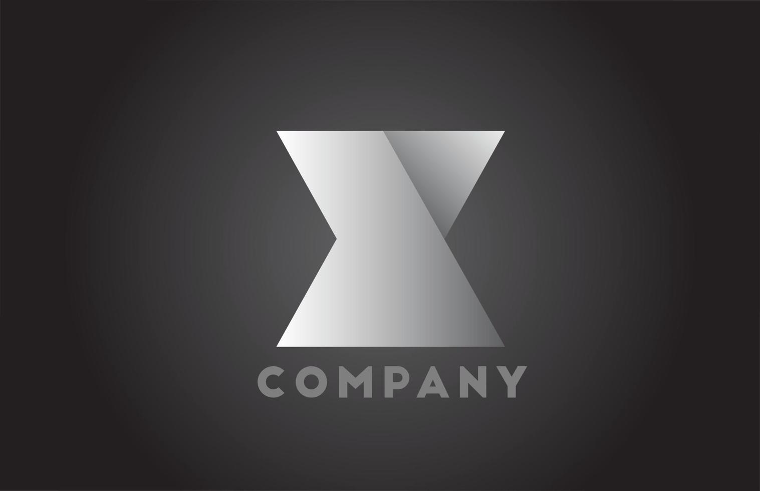 Logotipo de letra del alfabeto geométrico x blanco y negro para empresas. Brading corporativo y rotulación con diseño futurista y degradado para empresa. vector