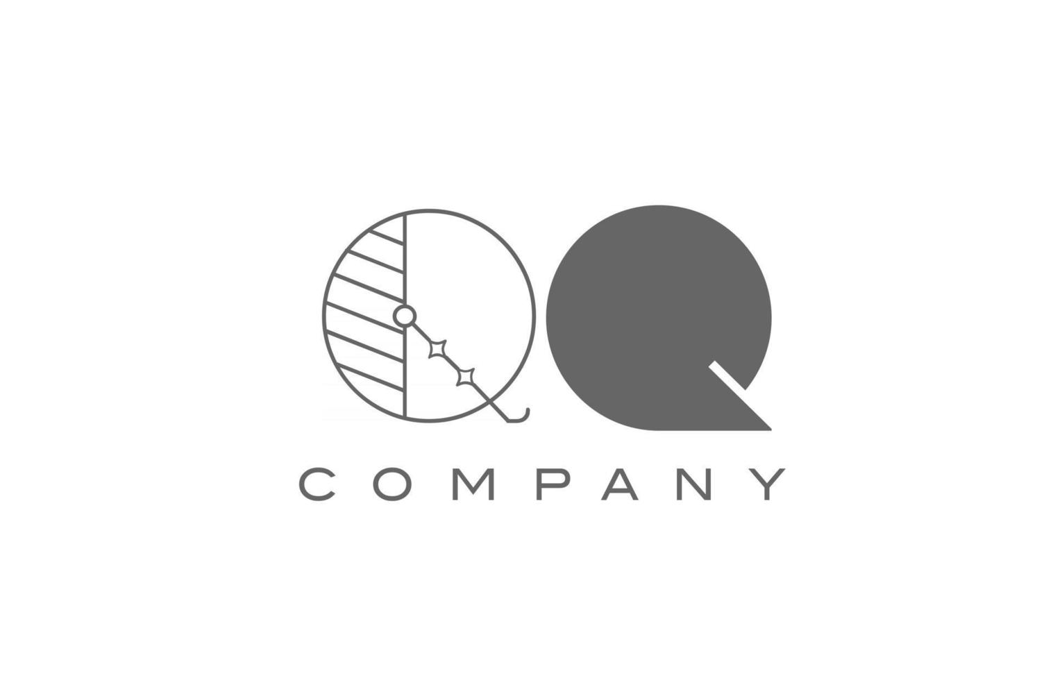 Q QQ grey white alphabet logo icon for company with geometric style. Creative letter combination design for business and corporate vector