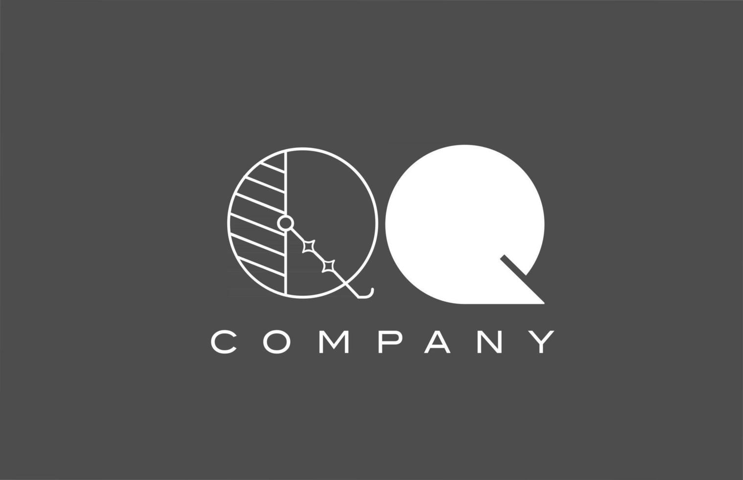 geometric QQ Q grey white alphabet letter logo icon for company. Different style combination design for corporate and business vector