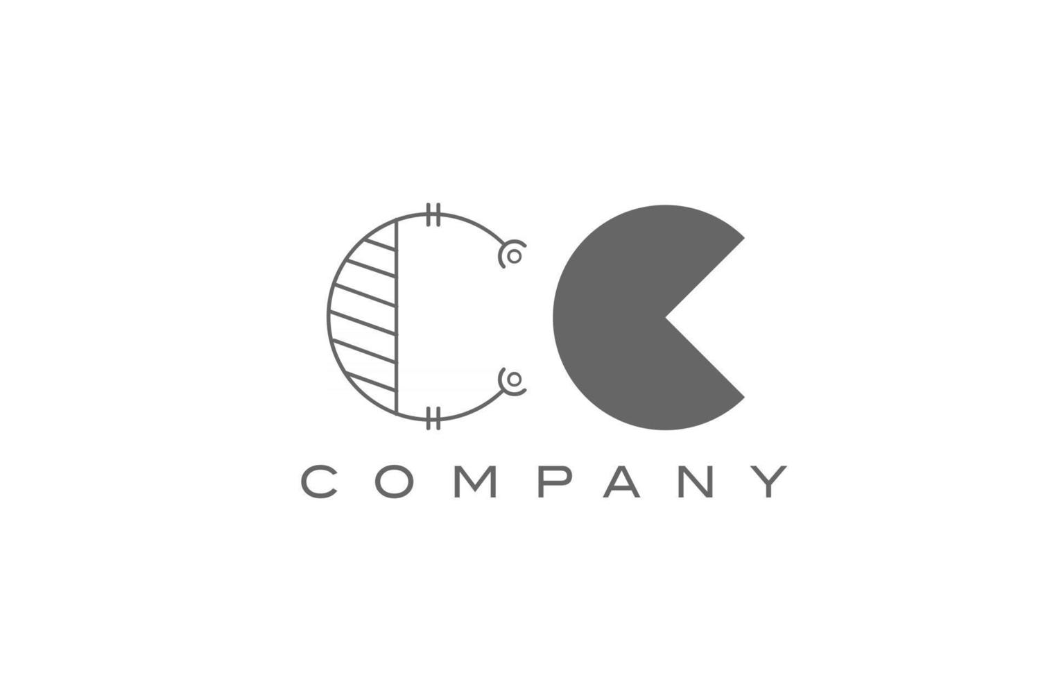 C CC grey white alphabet logo icon for company with geometric style. Creative letter combination design for business and corporate vector