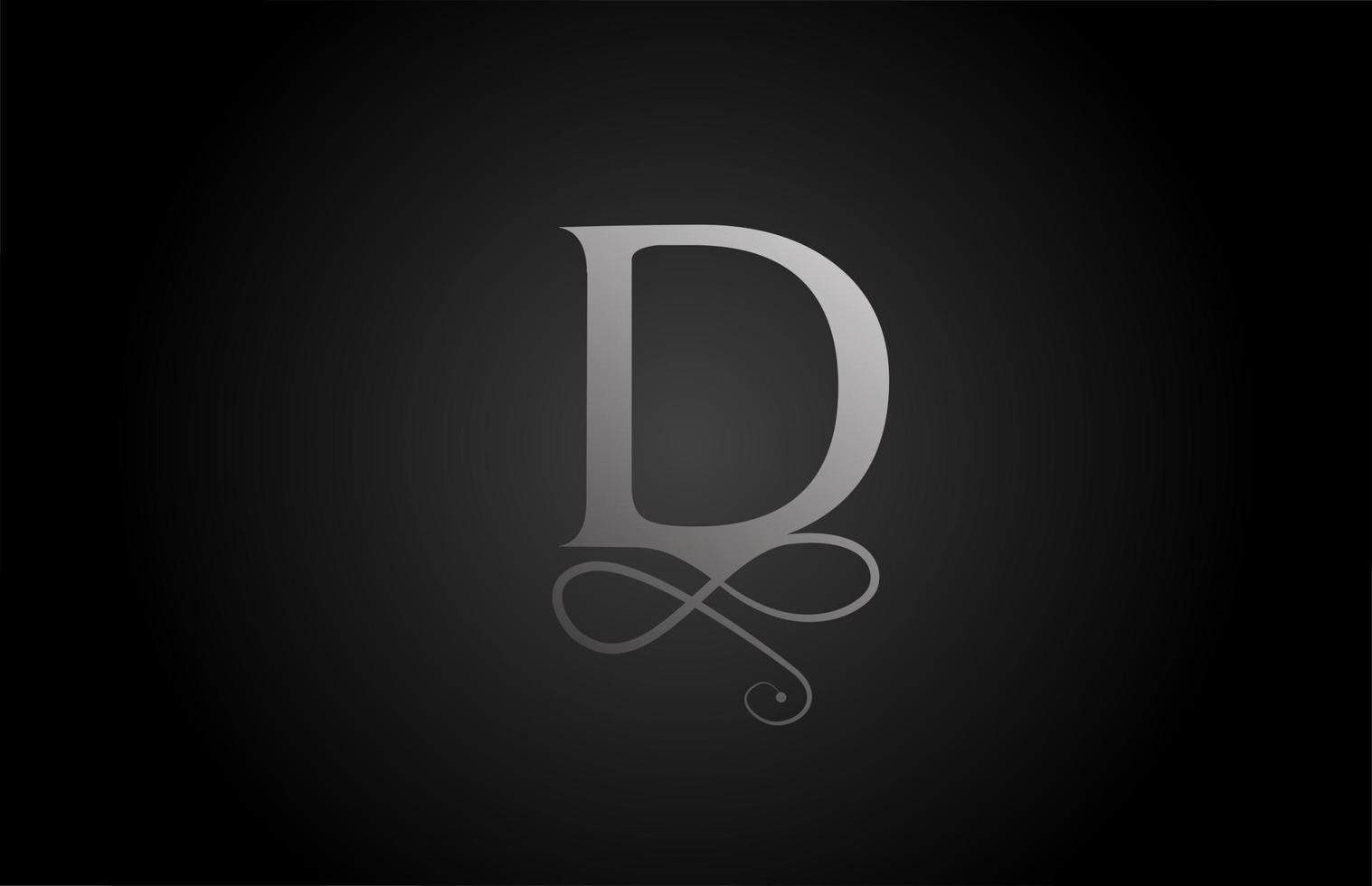 D blanco y negro elegante monograma ornamento alfabeto letra logo icono de lujo. Diseño de marca empresarial y corporativa para productos empresariales. vector