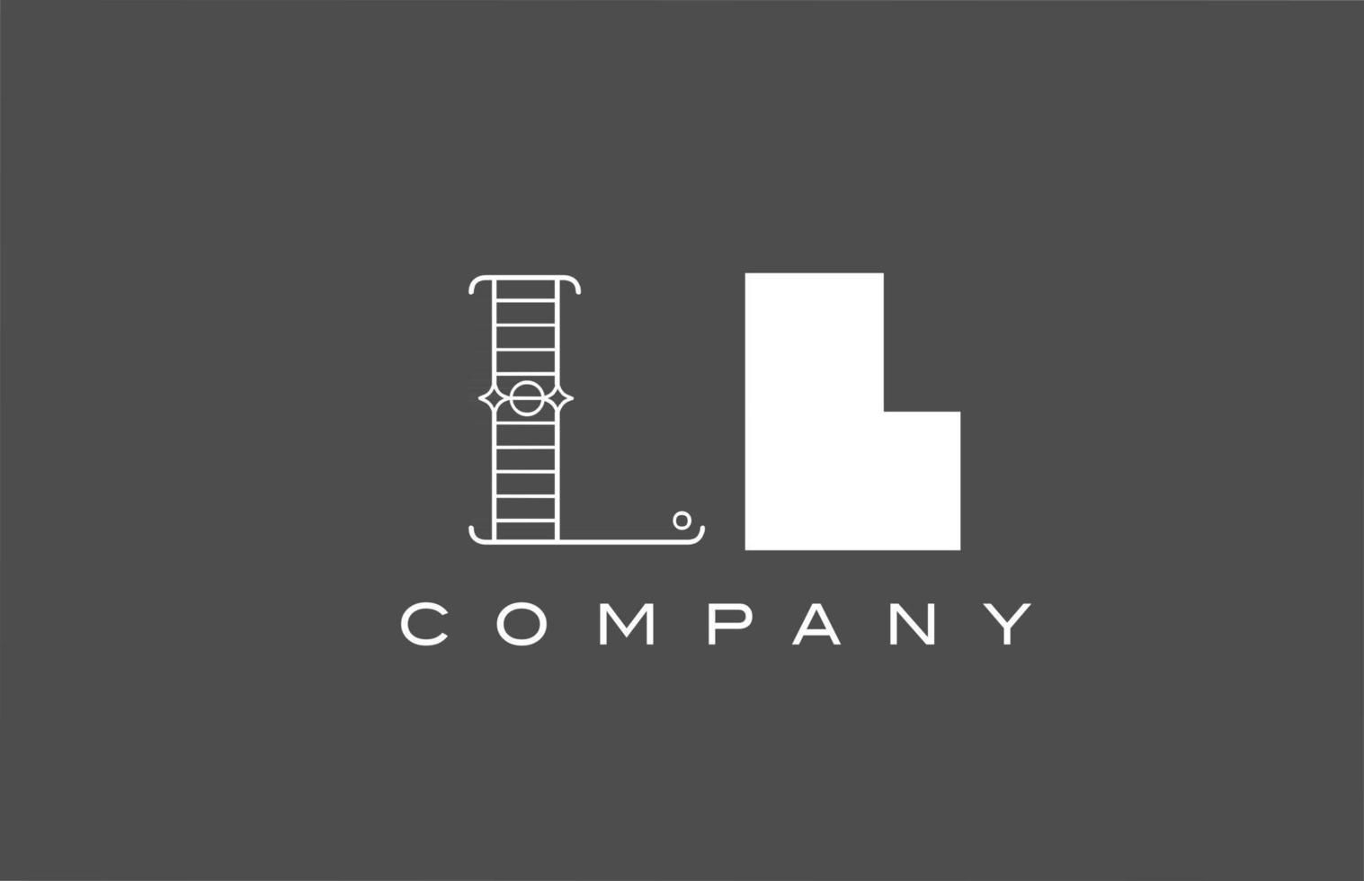 geometric L LL grey white alphabet letter logo icon for company. Different style combination design for corporate and business vector