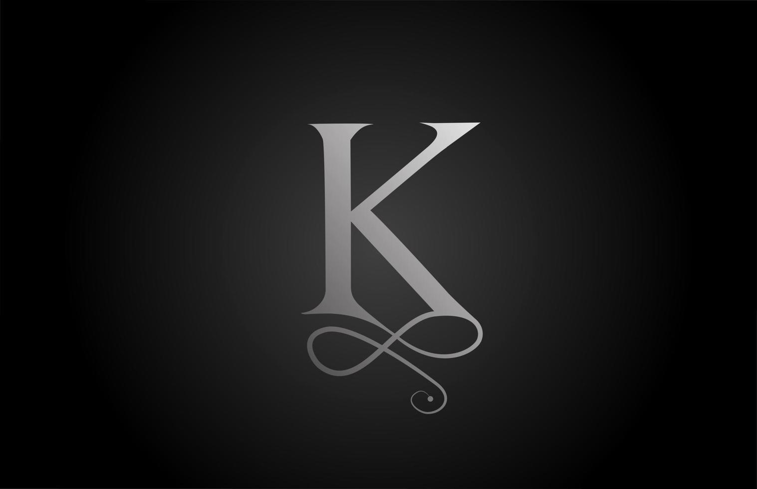 K black and white elegant monogram ornament alphabet letter logo icon for luxury. Business and corporate brading design for business products vector