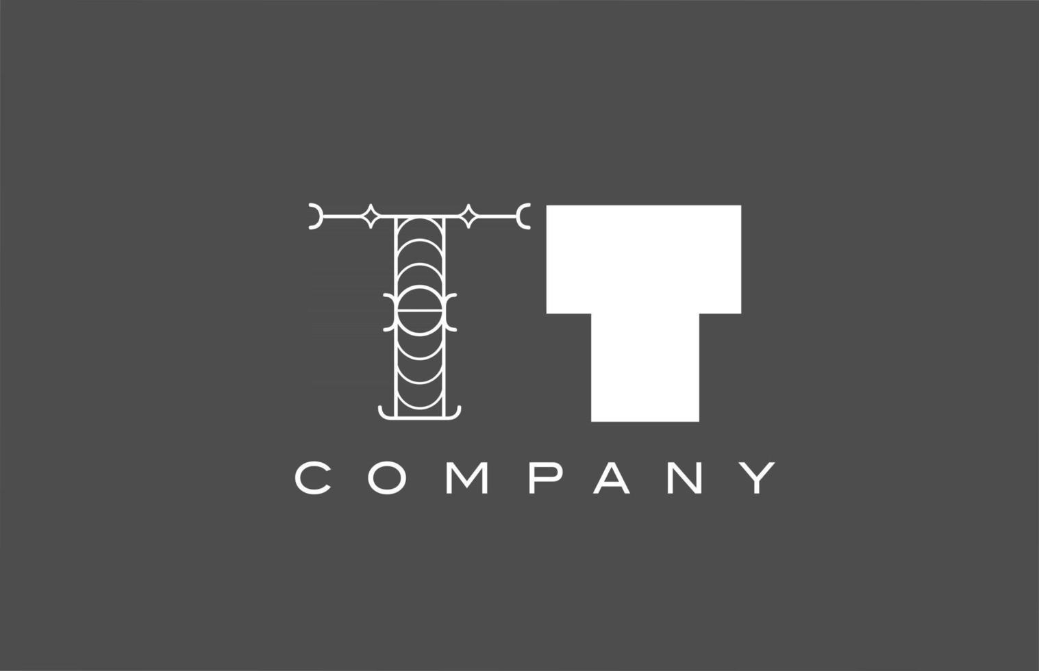 Geométrico t tt gris blanco alfabeto letra logo icono para empresa. Diseño de combinación de diferentes estilos para empresas y negocios. vector