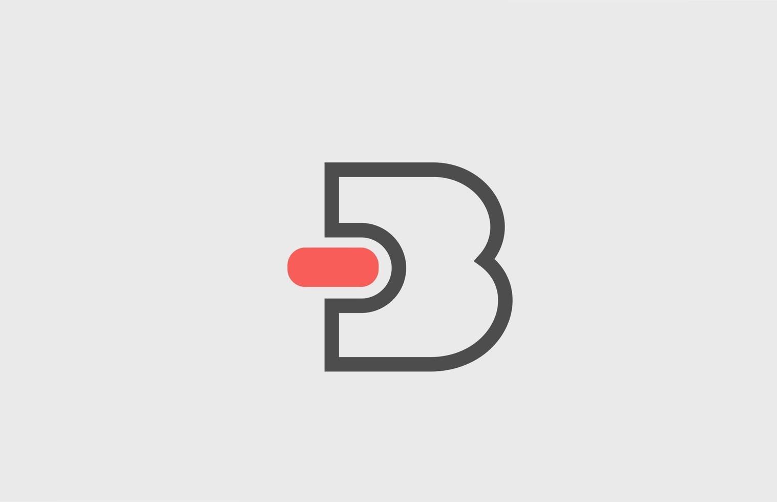 gris rosa b alfabeto letra logo icono. diseño geométrico para la identidad de la empresa con línea. vector