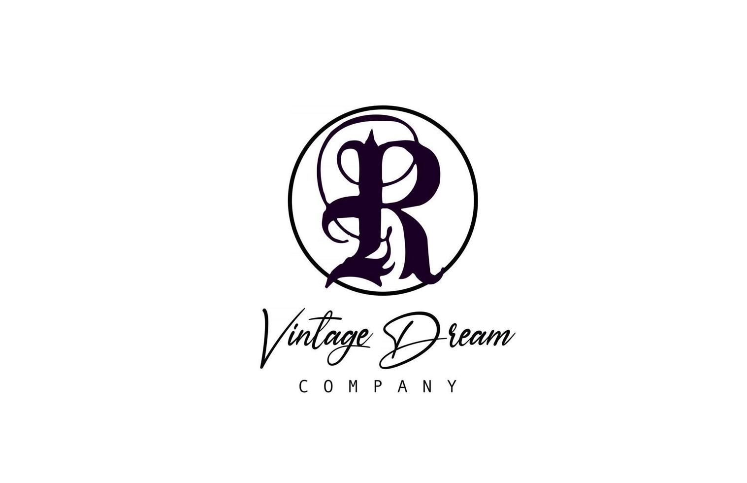 Logotipo de icono de letra del alfabeto r. concepto de diseño vintage para empresa y negocio. identidad corporativa en blanco y negro con estilo retro vector