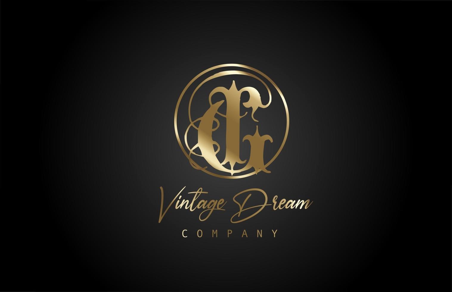 Logotipo de icono de letra g oro oro alfabeto letra. concepto de diseño vintage para empresa y negocio. identidad corporativa con fondo negro y estilo retro vector
