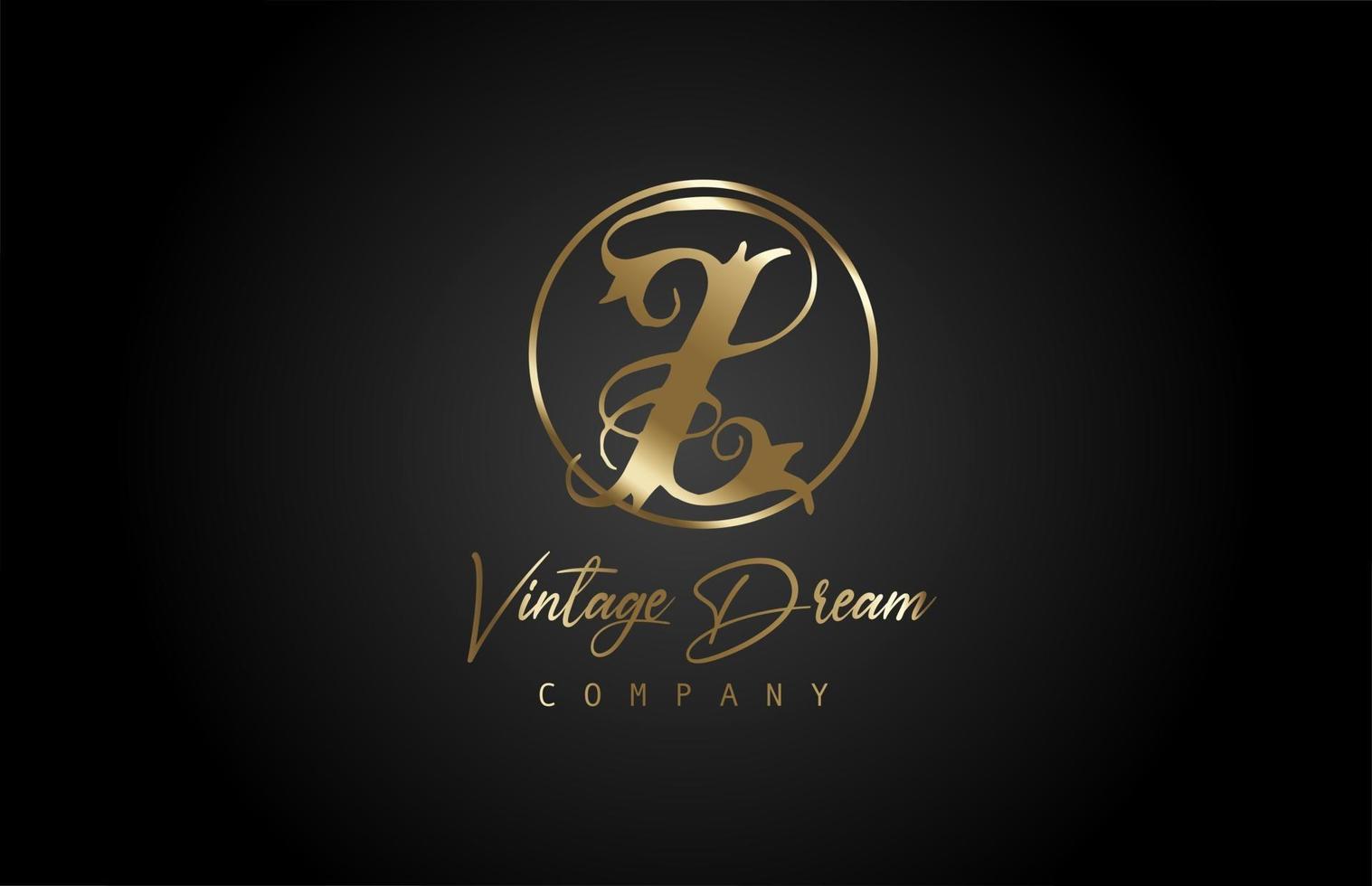 Logotipo de icono de letra del alfabeto de oro dorado concepto de diseño vintage para empresa y negocio. identidad corporativa con fondo negro y estilo retro vector