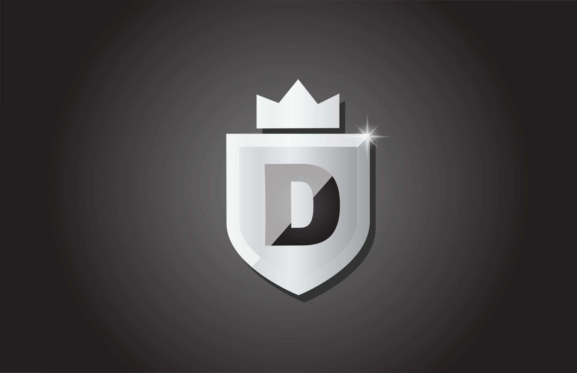Creative Shield D Alphabet Letter Icon Logo In Grey Color Corporate Business Design For Company Template Identity With King Crown And Light Spark 2638644 Vector Art At Vecteezy