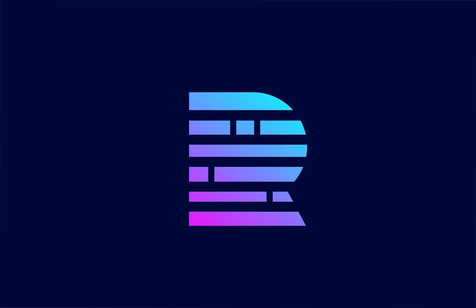 letter R logo alphabet icon with block line. Creative design for business and company with in pink blue gradient color vector