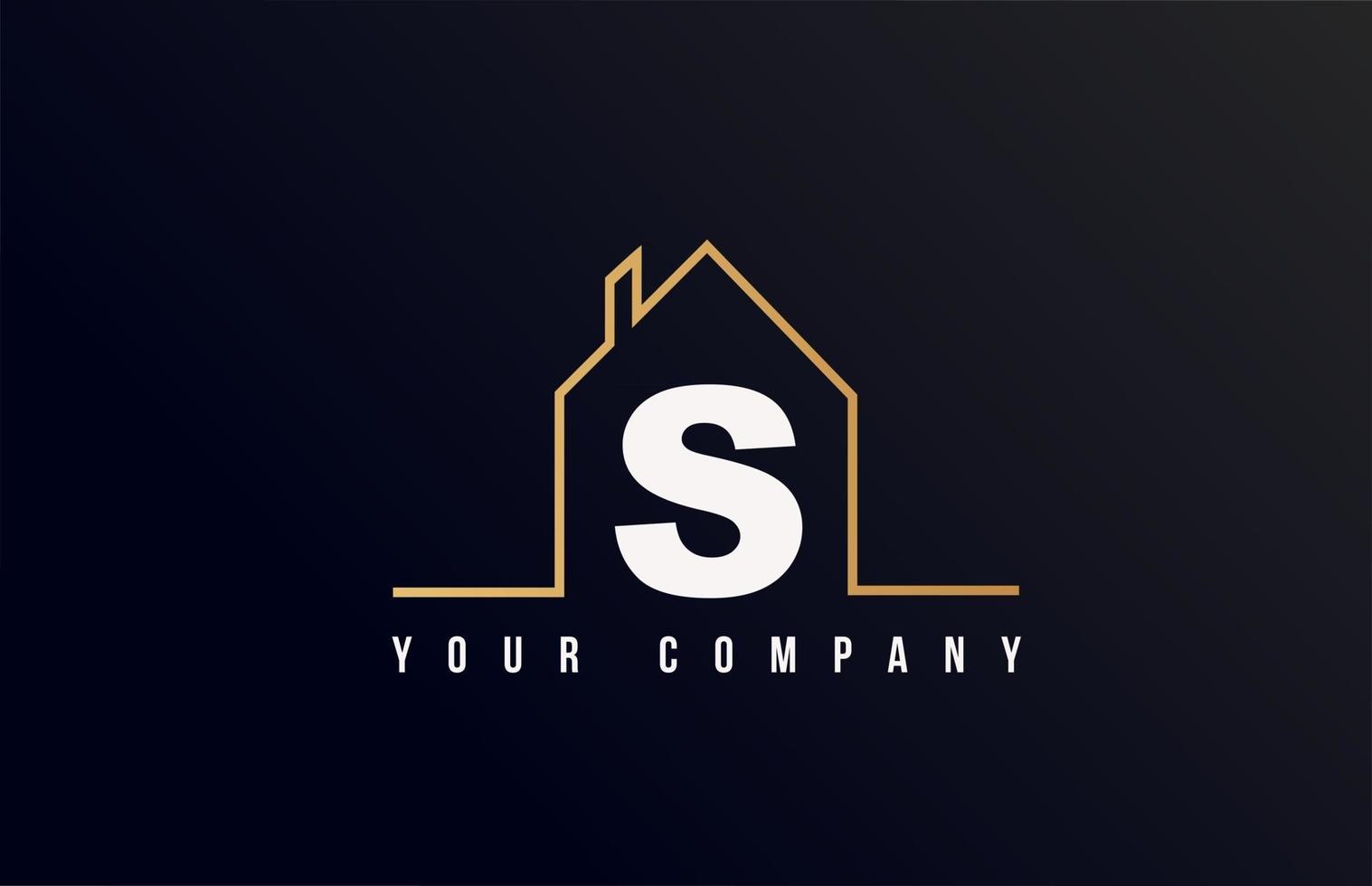 S house alphabet letter icon logo design. House real estate for company and business identity with line contour of a home vector