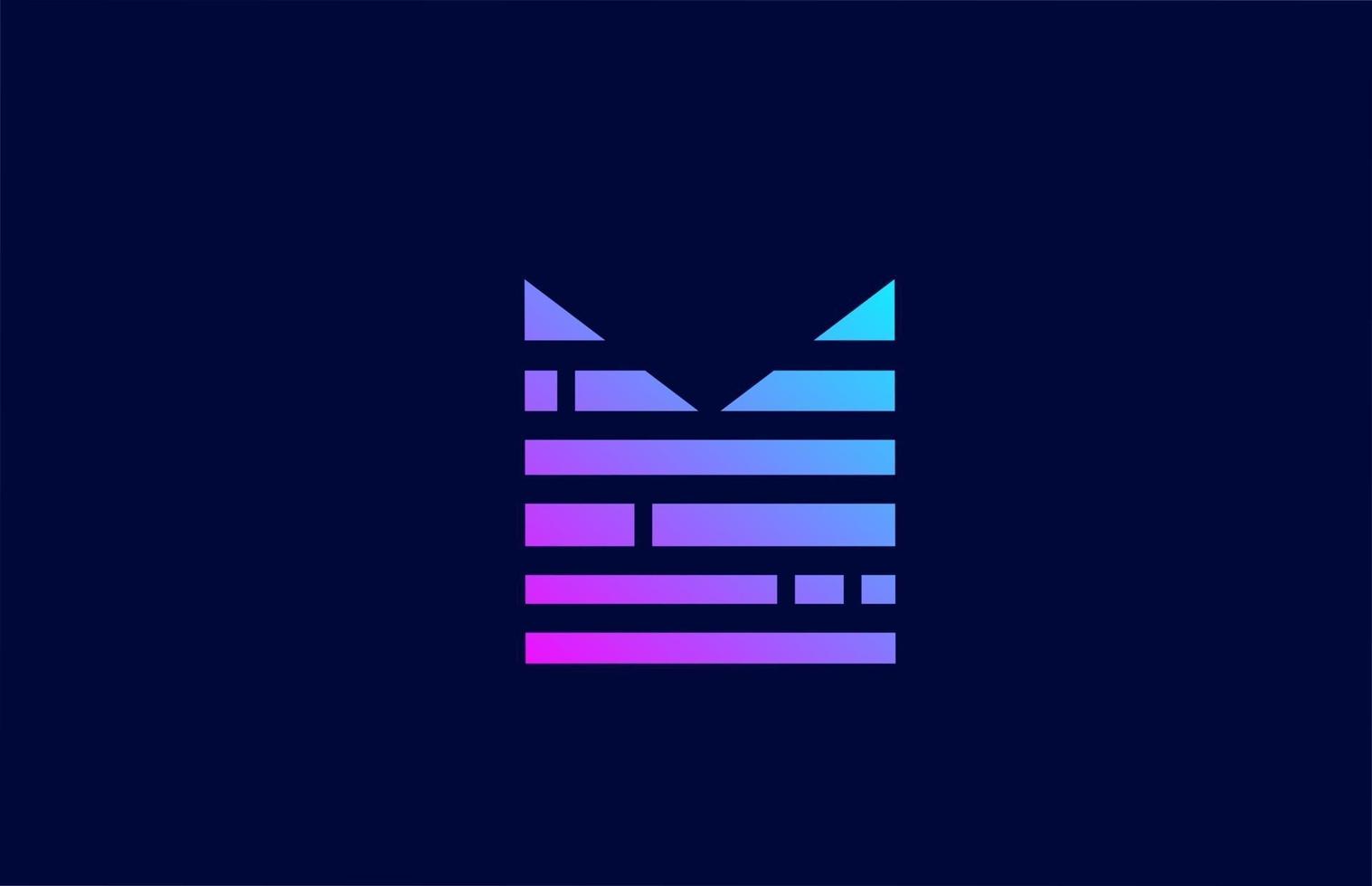 letter M logo alphabet icon with block line. Creative design for business and company with in pink blue gradient color vector