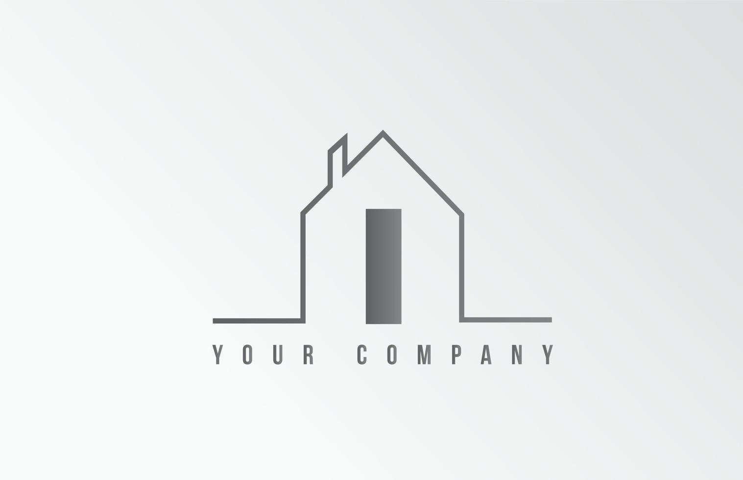 I home alphabet icon logo letter design. House  for a real estate company. Business identity with thin line contour vector