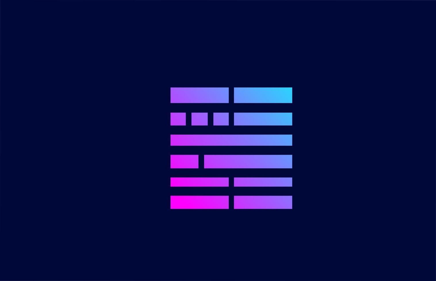 letter H logo alphabet icon with block line. Creative design for business and company with in pink blue gradient color vector