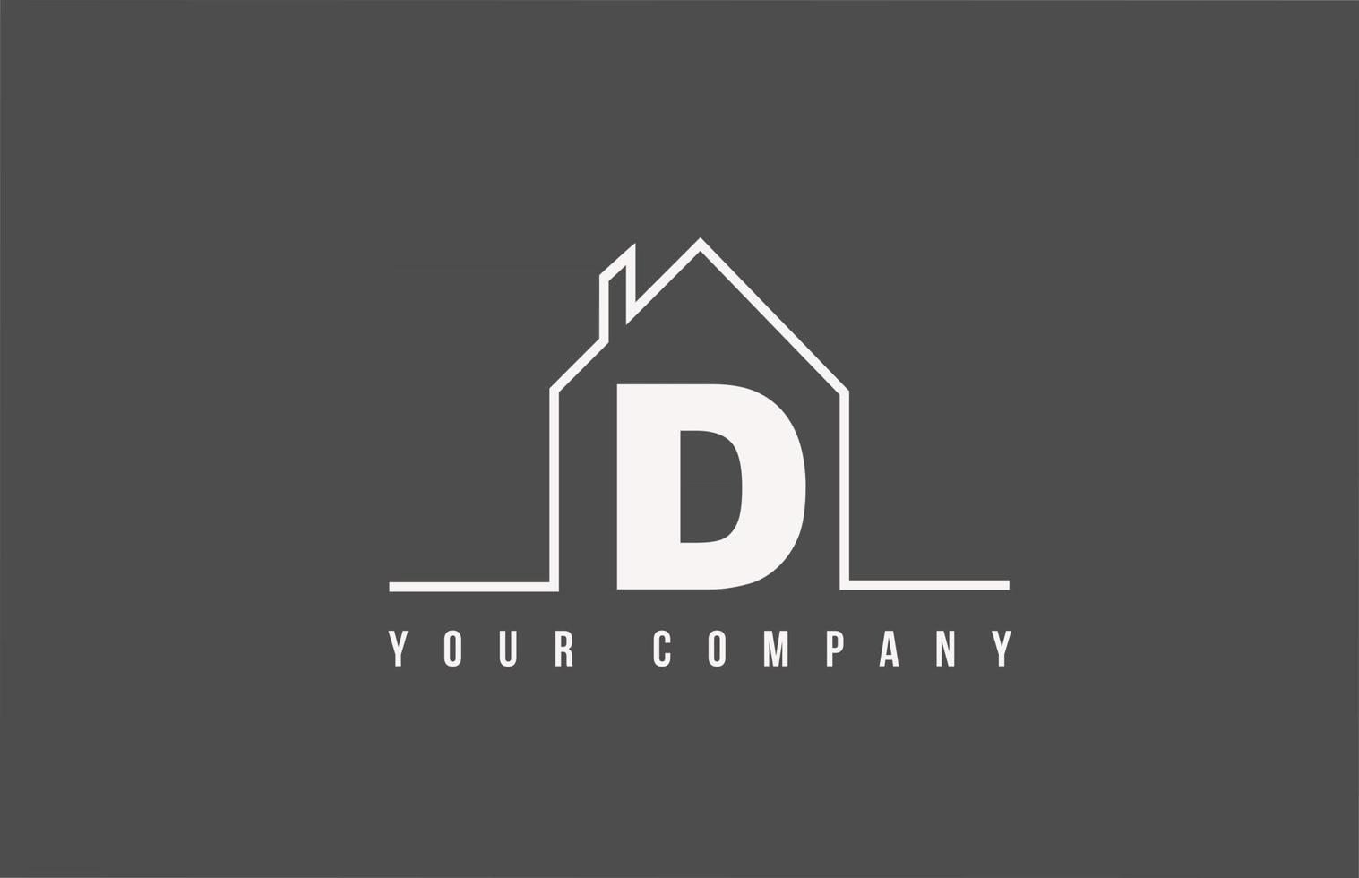 D alphabet letter icon logo of a home. Real estate house design for company and business identity with line vector