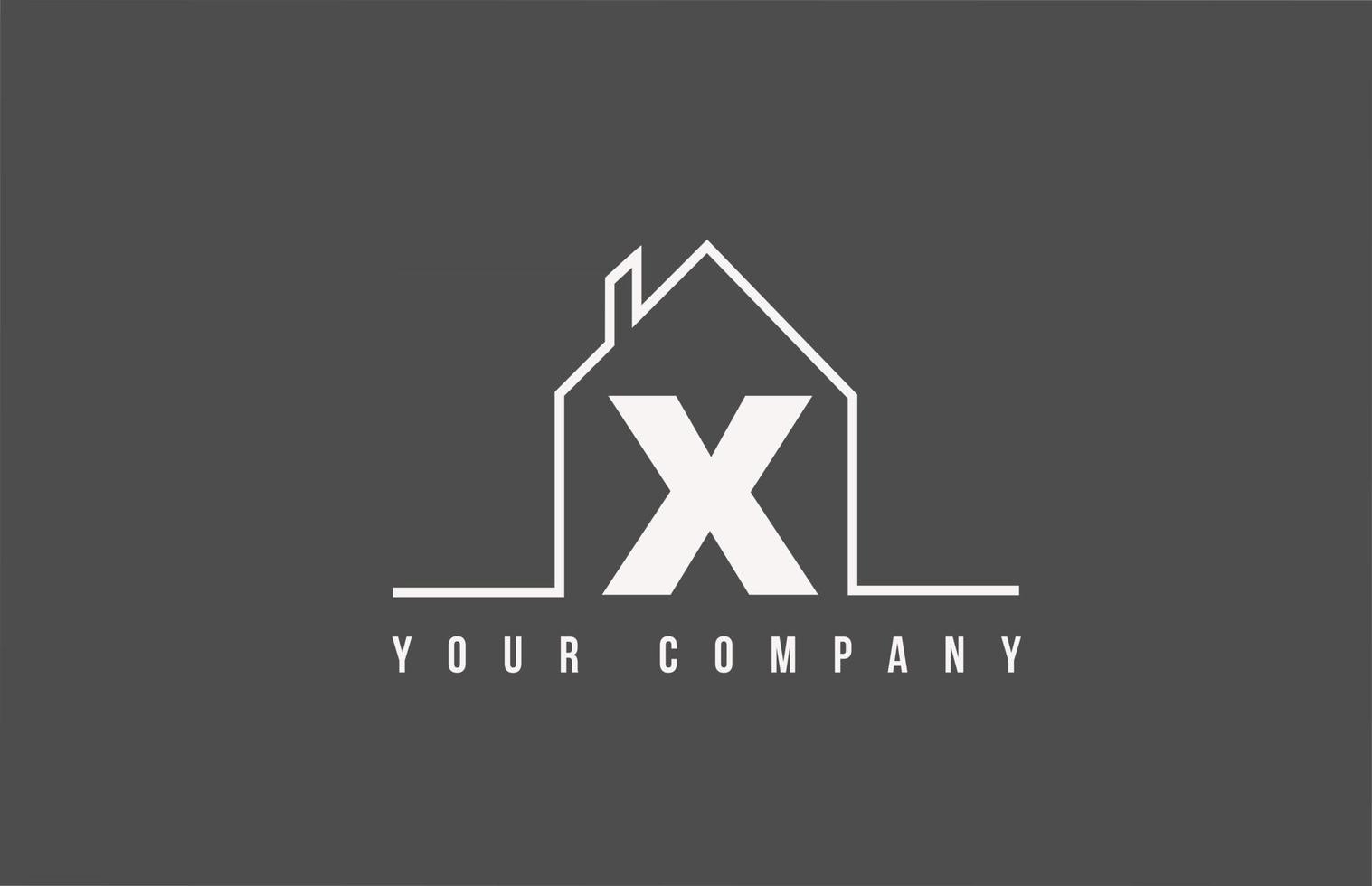 X alphabet letter icon logo of a home. Real estate house design for company and business identity with line vector